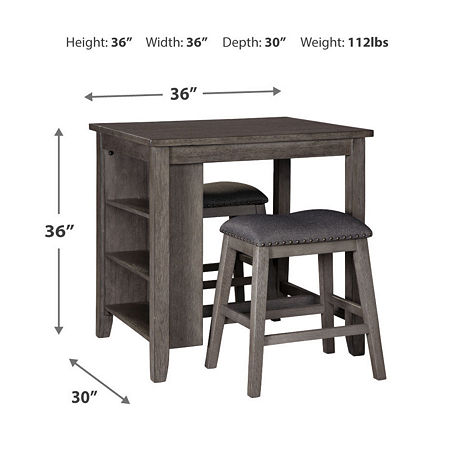 Signature Design By Ashley Caitir 3-pc. Counter Height Rectangular Dining Set, One Size, Gray