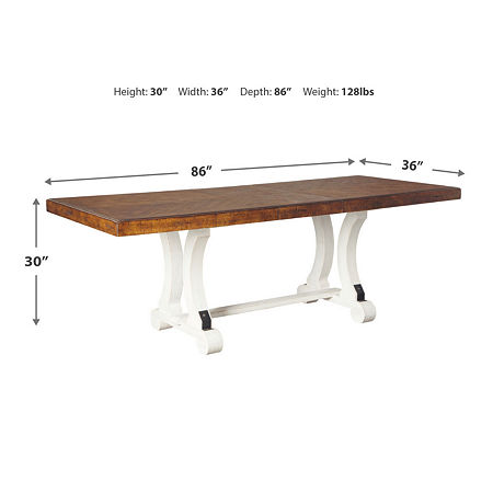 Signature Design By Ashley Valdine Collection Rectangular Wood-Top Dining Table, One Size, White