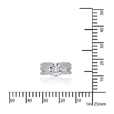 DiamonArt® Cubic Zirconia Sterling Silver Bridal Ring Set