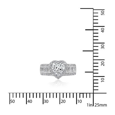 DiamonArt® Womens White Cubic Zirconia Sterling Silver Engagement Ring