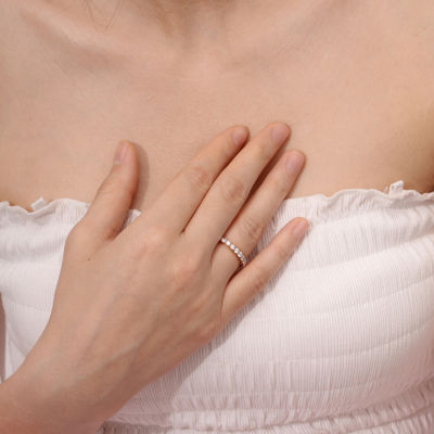 Cubic Zirconia Sterling Silver Round Band