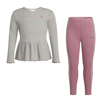 adidas Little Girls 2-pc. Pant Set, Color: Grey Heather - JCPenney