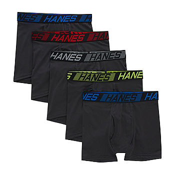 Hanes Big Boys 5 Pack Boxer Briefs, Color: Black - JCPenney