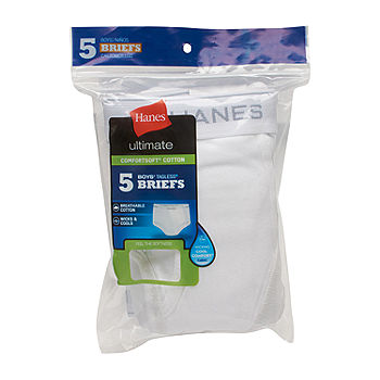 Hanes Big Boys 5 Pack Briefs, Color: White - JCPenney