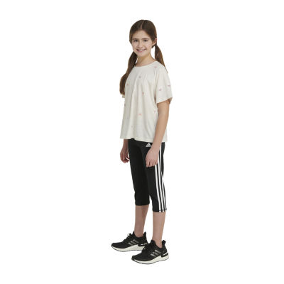 adidas Big Girls Crew Neck Short Sleeve T-Shirt