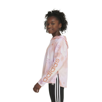 adidas Big Girls Hooded Long Sleeve T-Shirt