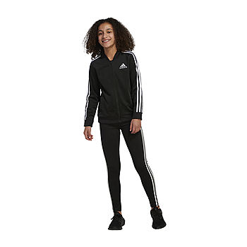 adidas Big Girls Black/Silver AOP Tricot Jacket & Track Pants (AG3028Y)  M/L/XL