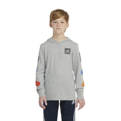 adidas Little Boys Hooded Long Sleeve T-Shirt