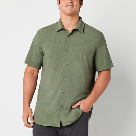 Stylus Big And Tall Mens Classic Fit Short Sleeve Button-Down Shirt, 5x-large Tall, Green