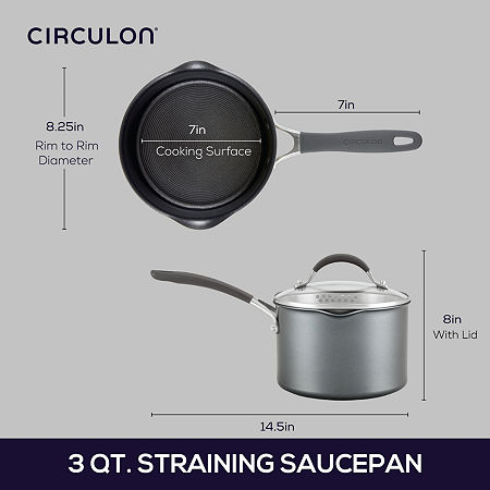 Circulon A1 Series With ScratchDefense 3-qt. Covered Straining Saucepan, One Size, Gray