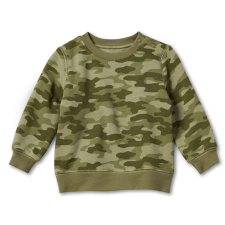 Okie Dokie Baby Boys Crew Neck Long Sleeve Fleece Sweatshirt, 3 Months, Green