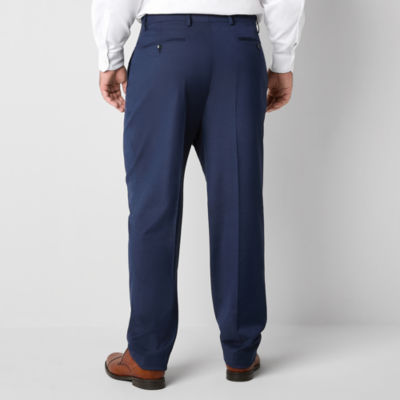 Shaquille O'Neal XLG Big and Tall Solid Blue Mens Stretch Fabric Classic Fit Suit Pants