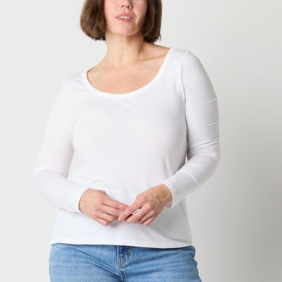 a.n.a Womens Scoop Neck Long Sleeve T-Shirt