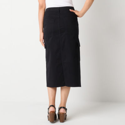 a.n.a Womens High Rise Midi Cargo Skirt