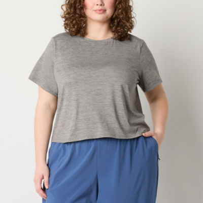 Xersion Everyday Womens Crew Neck Short Sleeve T-Shirt Plus