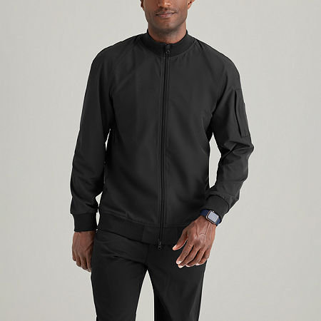 Barco One Bow883 Amplify 3-pocket Stand-up Collar Warm-up Mens Moisture Wicking Scrub Jackets In Black