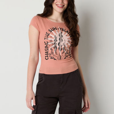 Arizona Womens Juniors Crew Neck Short Sleeve T-Shirt