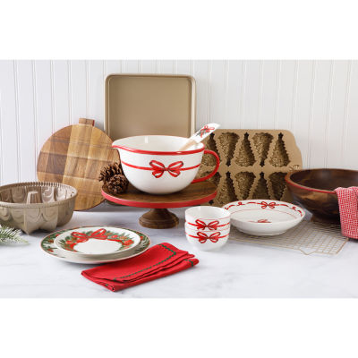 Martha Stewart Festive Bow 4-pc.Ceramic Dinner Bowl