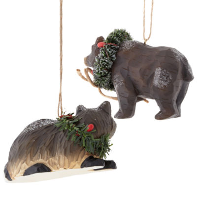 North Pole Trading Co. Racoon And Bear Set 2-pc. Christmas Ornament