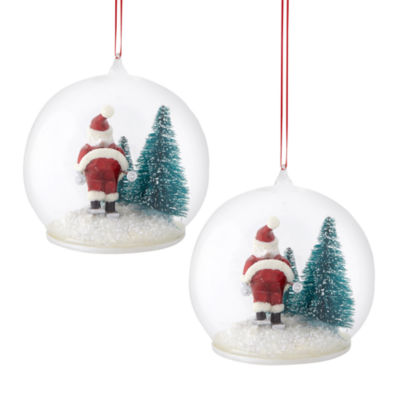 North Pole Trading Co. Santa Ski Snowglobe Set 2-pc. Christmas Ornament