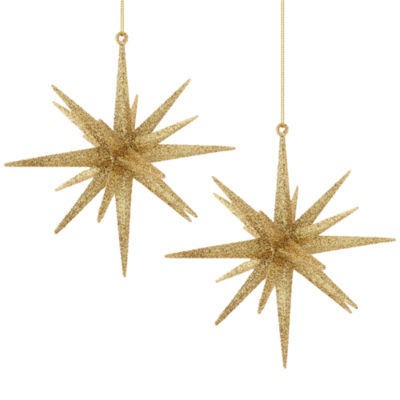 North Pole Trading Co. Gold Smaller Starburst Set 2-pc. Christmas Ornament