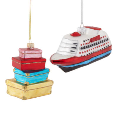 North Pole Trading Co. Cruise Ship And Luggage Set Christmas Ornament