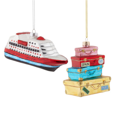 North Pole Trading Co. Cruise Ship And Luggage Set 2-pc. Christmas Ornament