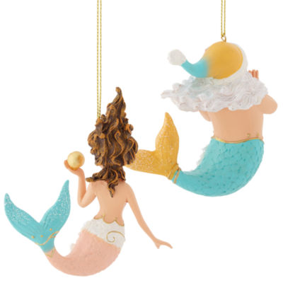 North Pole Trading Co. Santa And Mermaid Christmas Ornament