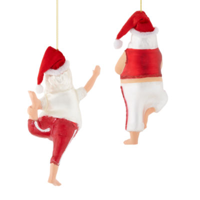 North Pole Trading Co. Yoga Santas Set 2-pc. Christmas Ornament