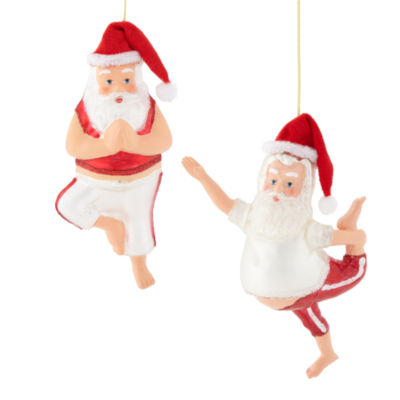 North Pole Trading Co. Yoga Santas Set 2-pc. Christmas Ornament