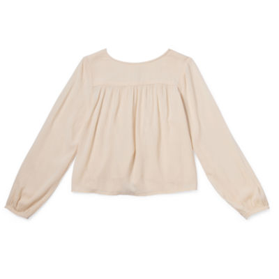 Thereabouts Little & Big Girls V Neck Long Sleeve Blouse