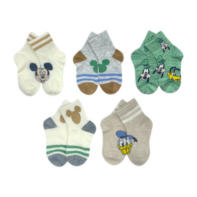 Disney Collection Toddler Boys 5 Pair Mickey and Friends Crew Socks