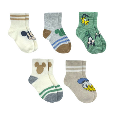 Disney Collection Toddler Boys 5 Pair Mickey and Friends Crew Socks