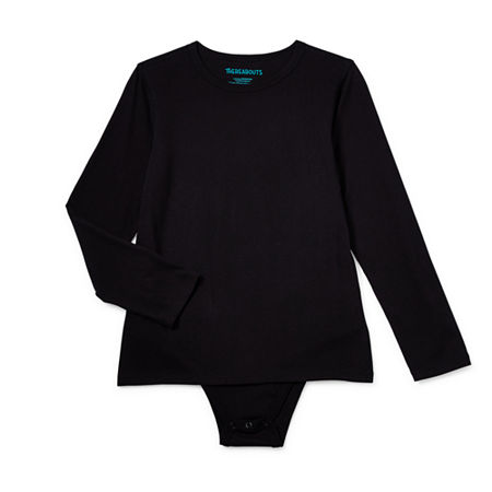 Thereabouts Little & Big Boys Adaptive Crew Neck Long Sleeve Bodysuit, Xl (18-20) Husky, Black