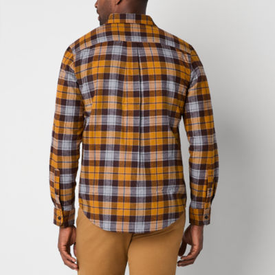 St. John's Bay Dexterity Mens Easy-on + Easy-off Adaptive Classic Fit Long Sleeve Flannel Shirt