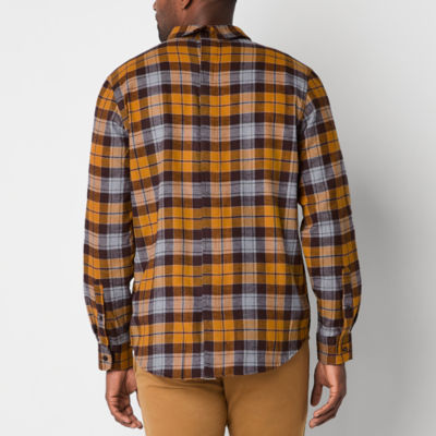 St. John's Bay Mens Easy-on + Easy-off Seated Wear Adaptive Classic Fit Long Sleeve Flannel Shirt