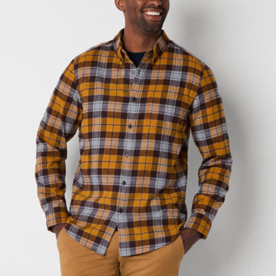 St. John's Bay Mens Easy-on + Easy-off Seated Wear Adaptive Classic Fit Long Sleeve Flannel Shirt