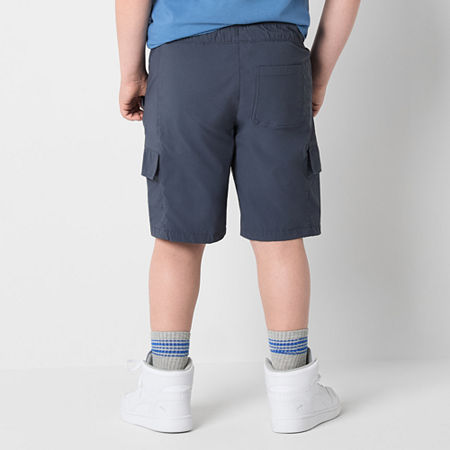 Thereabouts Little & Big Boys Stretch Fabric Adjustable Waist Cargo Short, M (10-12) Husky, Blue