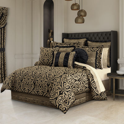 Queen Street Blythe Black & Gold 4-pc. Midweight Embellished Comforter Set