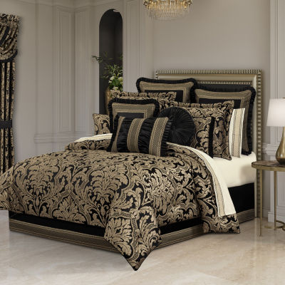 Queen Street Branson Black & Gold 4-pc. Midweight Embellished Comforter Set