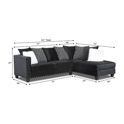 Megan Velvet Sofa and Chaise Sectional