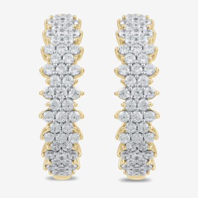 Womens 1 CT. T.W. Lab Grown White Diamond 10K Gold 20.5mm Hoop Earrings