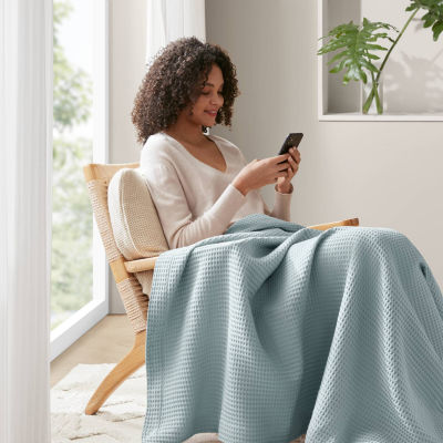 Madison Park Waffle Weave Cotton Lightweight Blanket