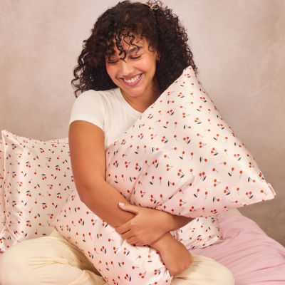 Kitsch Satin Pillowcase- Cherry Print Face Pillow Cover