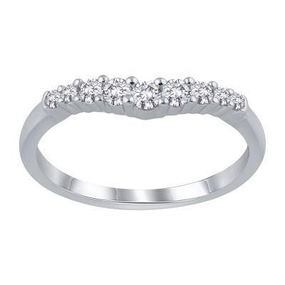 Womens 1/2 CT. T.W. Natural White Diamond 14K White Gold Curved Ring Enhancer