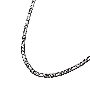 Solid Curb Chain Necklace 6mm Black Ion-Plated Stainless Steel 20