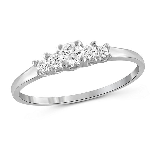 Womens 1/2 CT. T.W. White Cubic Zirconia Sterling Silver Promise Ring