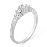 Womens 3/4 CT. T.W. White Cubic Zirconia Sterling Silver 3-Stone Promise Ring