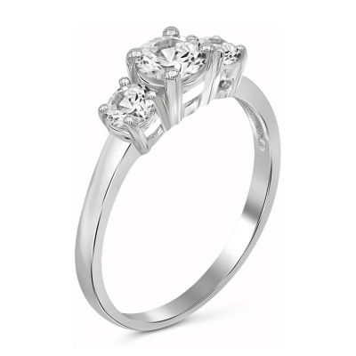 Womens 1 1/2 CT. T.W. White Cubic Zirconia Sterling Silver 3-Stone Promise Ring