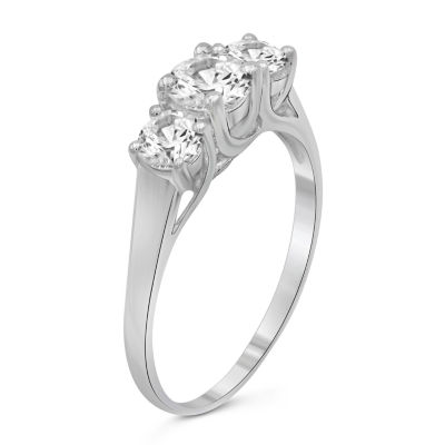 Womens 1 3/4 CT. T.W. White Cubic Zirconia Sterling Silver 3-Stone Promise Ring